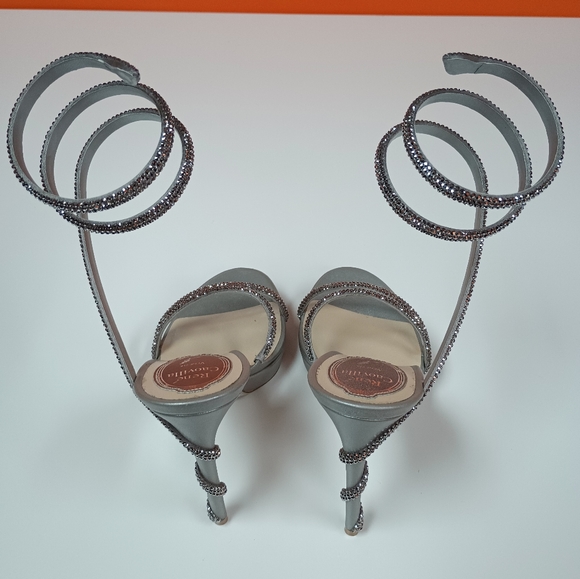 René Caovilla Mini Platform Strass Snake-Wrap Margot Sandals - Picture 4 of 14